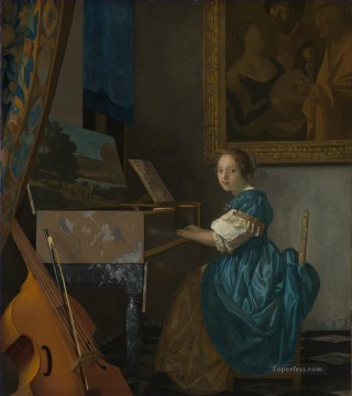  Johan Art Painting - Lady Seated at a Virginal Baroque Johannes Vermeer